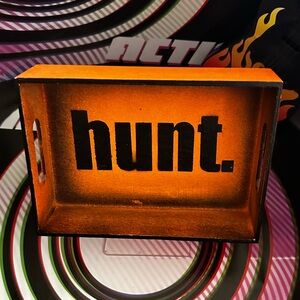 ⚡️Hunt Distressed Orange Home Office Pencil Case Wooden Box gift 4 hunters 7x5x2